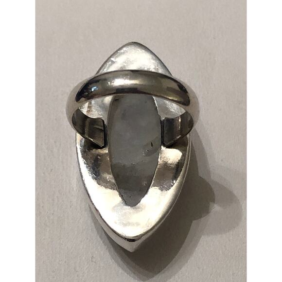 Large White Moonstone Marquis Cut Sterling Silver Ring 6.25 - Picture 6 of 6
